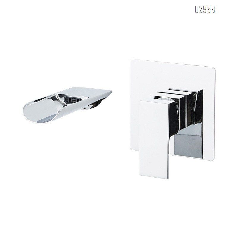 Wall-mounted waterfall sink faucet with concealed built-in hot and cold water supply for Bathroom