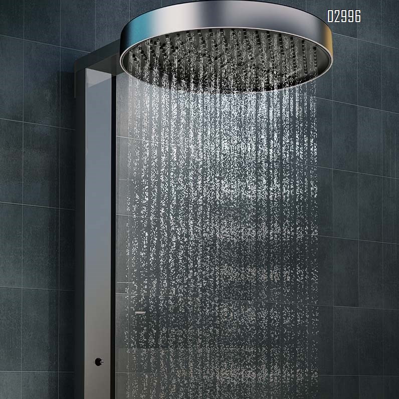 High-end brass large storage shelf  shower  milky white bathroom shower  pressure-increasing piano key constant temperature rain set