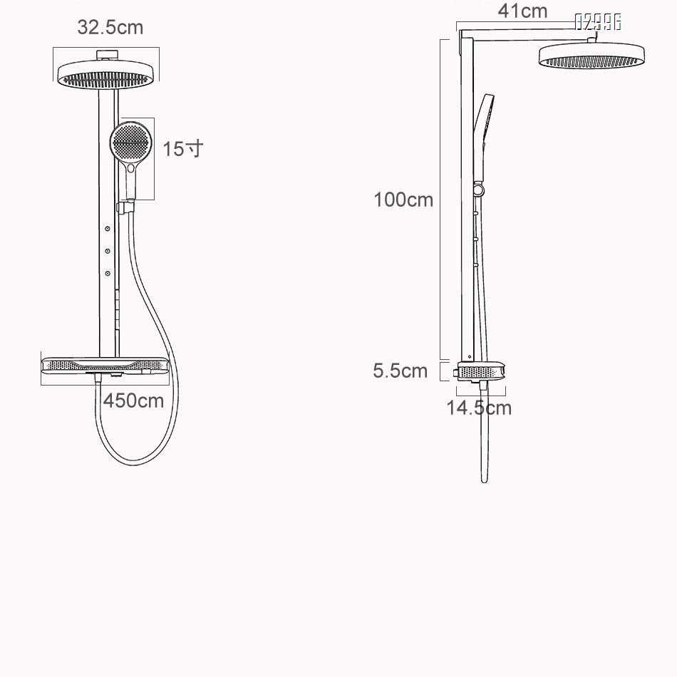 High-end brass large storage shelf  shower  milky white bathroom shower  pressure-increasing piano key constant temperature rain set