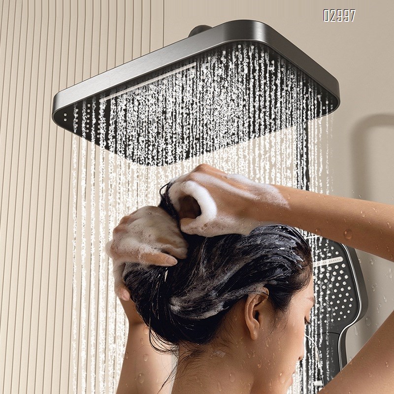 Gun-gray internet celebrity atmosphere light smart digital display shower four-gear piano key household bathroom shower set