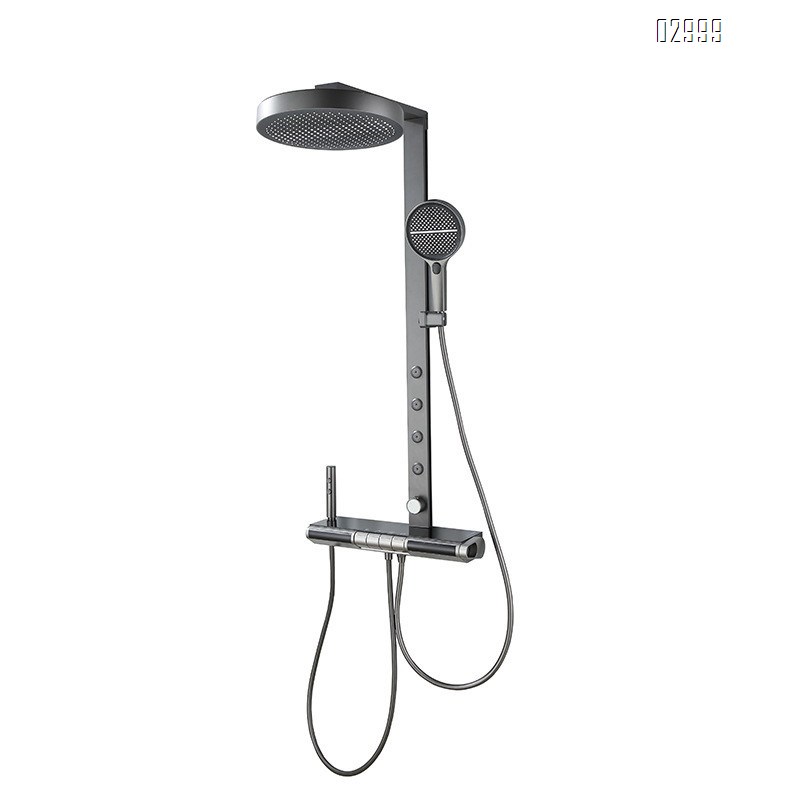 Smart shower head set German full Brass bathroom home wall-mounted digital display atmosphere light pressure spray head