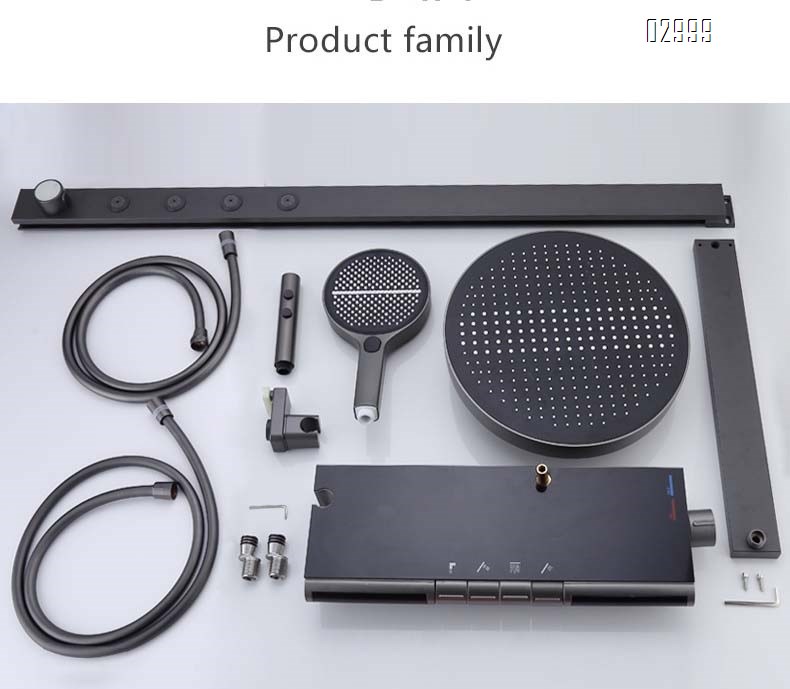 Smart shower head set German full Brass bathroom home wall-mounted digital display atmosphere light pressure spray head