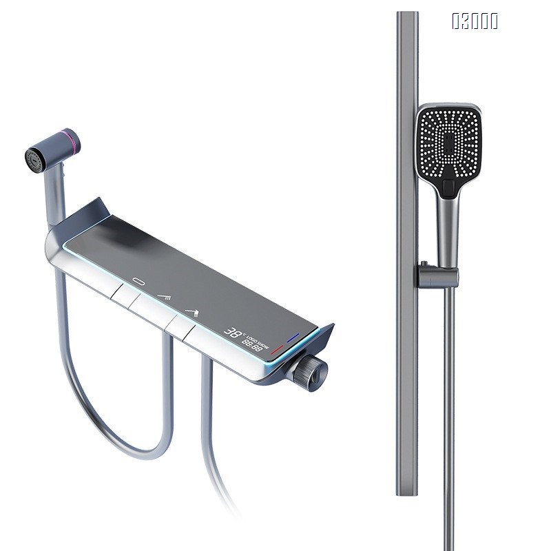 High-quality full Brass constant temperature no-top spray separate digital display shower set for home bathroom pressure increase shower set