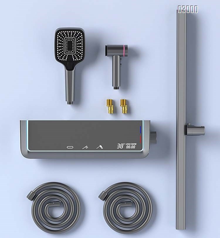 High-quality full Brass constant temperature no-top spray separate digital display shower set for home bathroom pressure increase shower set