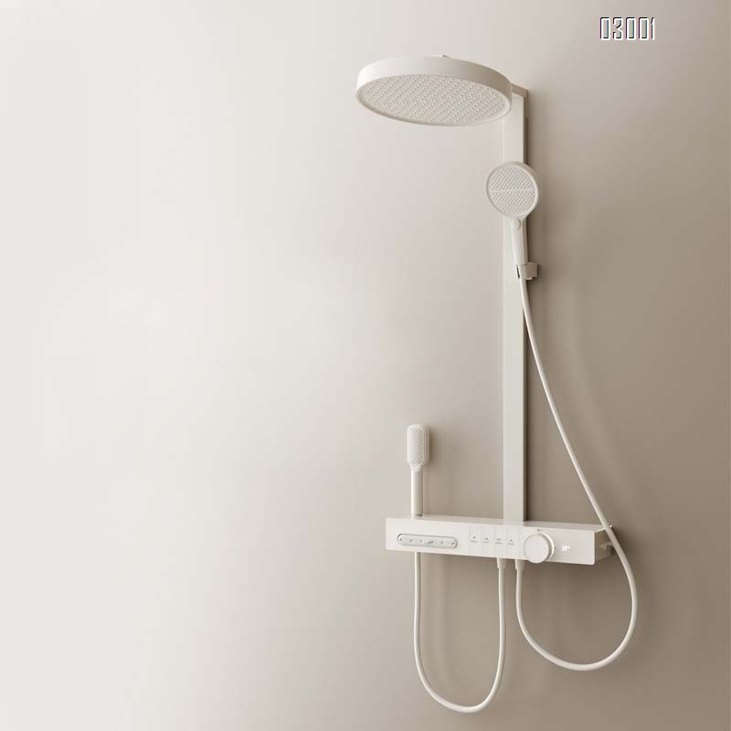 High-quality all-Brass cream style constant temperature cold and hot shower set 3D hydraulic massage home bathroom shower gun gray