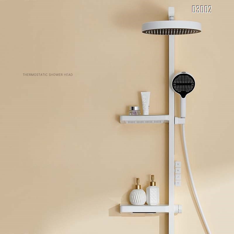 Full Brass double-layer storage rack gunmetal gray ladder piano key shower set home double-layer waterfall with independent control