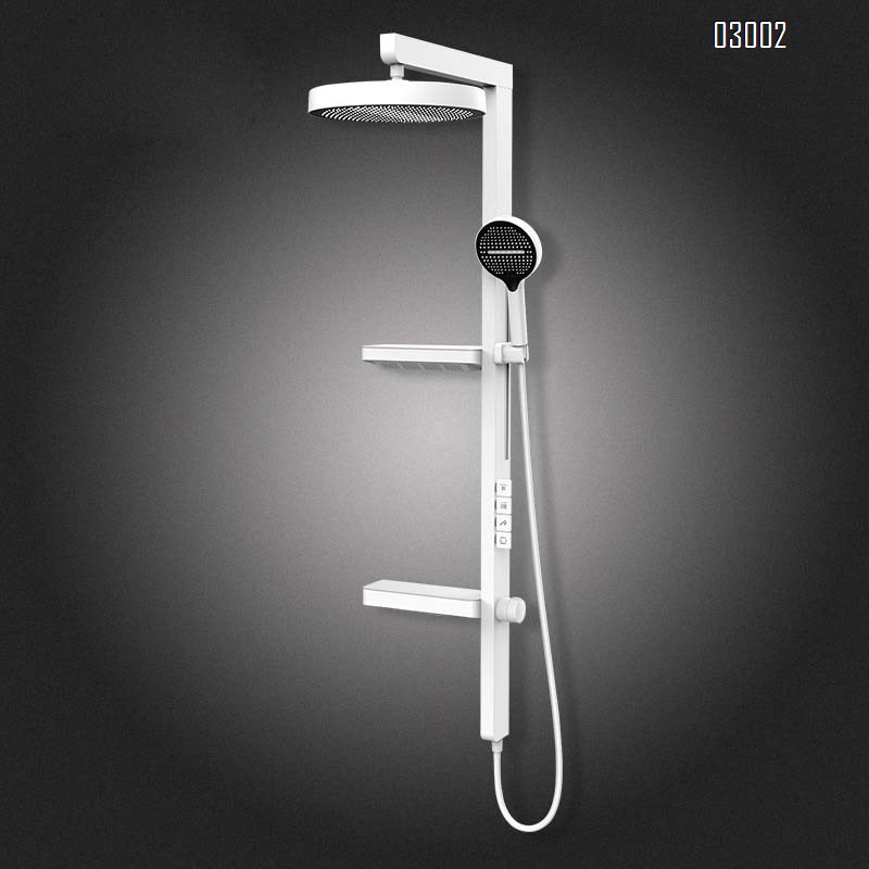 Full Brass double-layer storage rack gunmetal gray ladder piano key shower set home double-layer waterfall with independent control