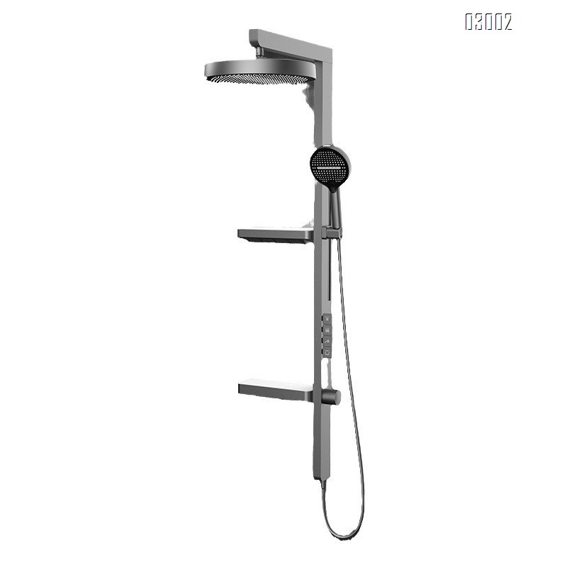 Full Brass double-layer storage rack gunmetal gray ladder piano key shower set home double-layer waterfall with independent control