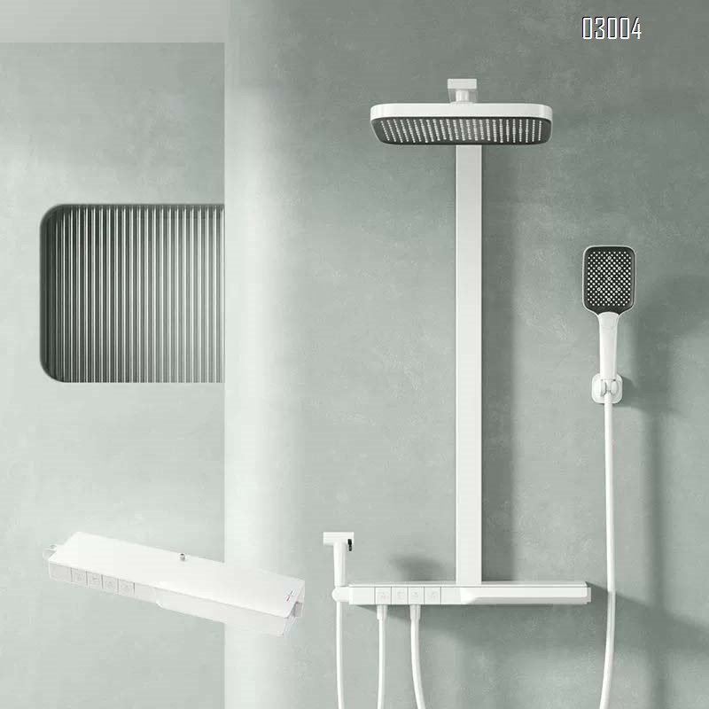 Themostatic PVD digital display constant temperature shower set with piano key long storage panel for bathroom