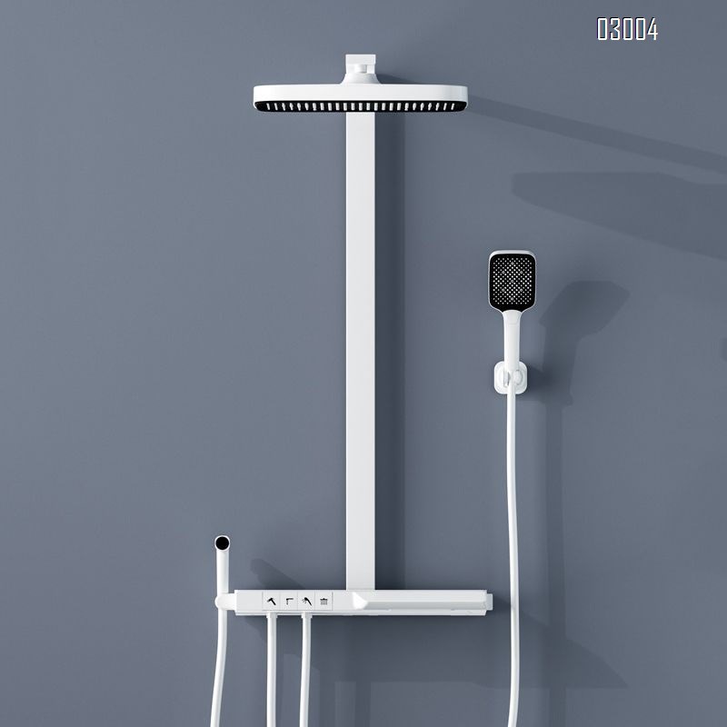 Themostatic PVD digital display constant temperature shower set with piano key long storage panel for bathroom