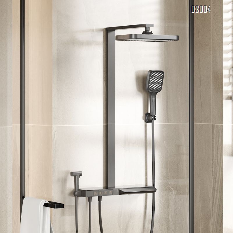 Themostatic PVD digital display constant temperature shower set with piano key long storage panel for bathroom