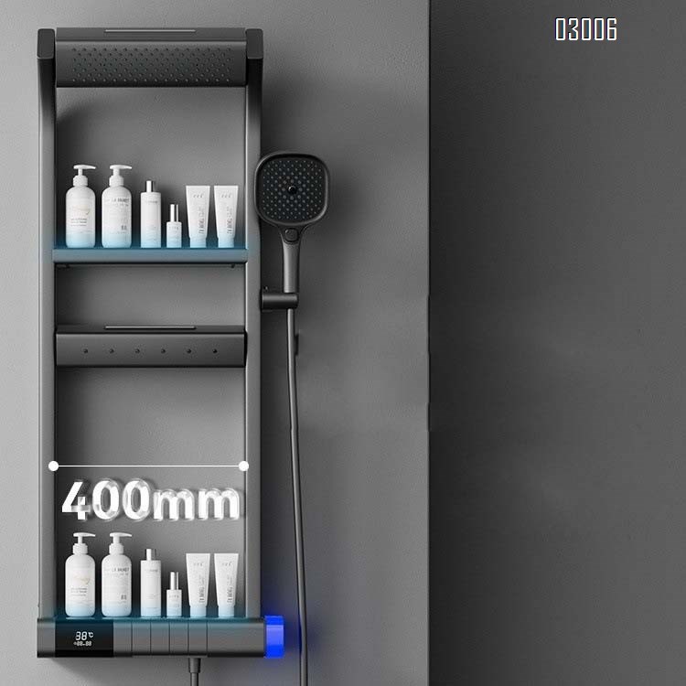 Brass Themostatic Multifunctional Constant Temperature Digital Display Storage Rack Shower Head Set Home Bathroom Hygiene Water Pressure Enhancer
