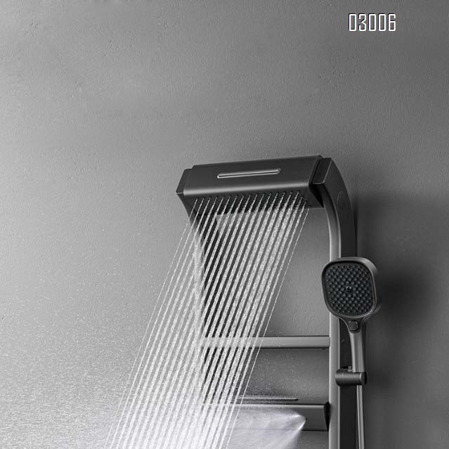 Brass Themostatic Multifunctional Constant Temperature Digital Display Storage Rack Shower Head Set Home Bathroom Hygiene Water Pressure Enhancer