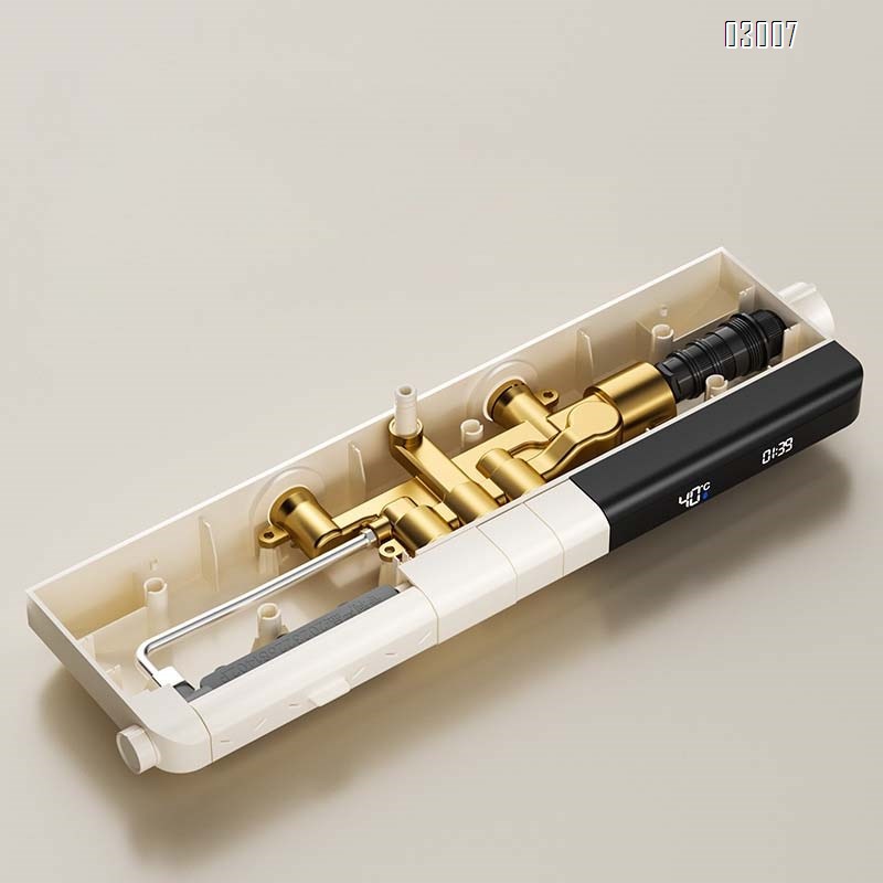 Full Brass cream white gun smoke shower set with smart temperature control and display SPA back spray shower faucet