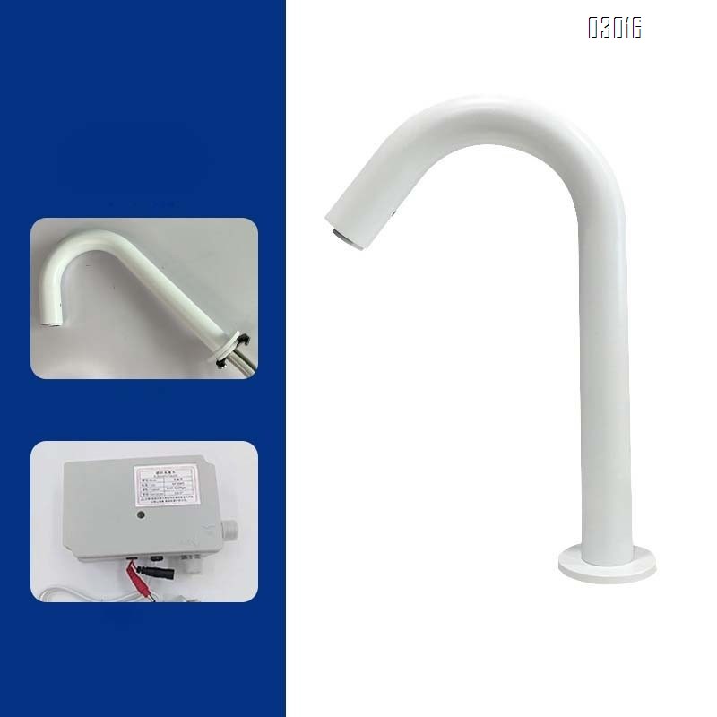 Automatic single cold intelligent water sensor faucet with infrared induction for white wash basin touchless bathroom faucet