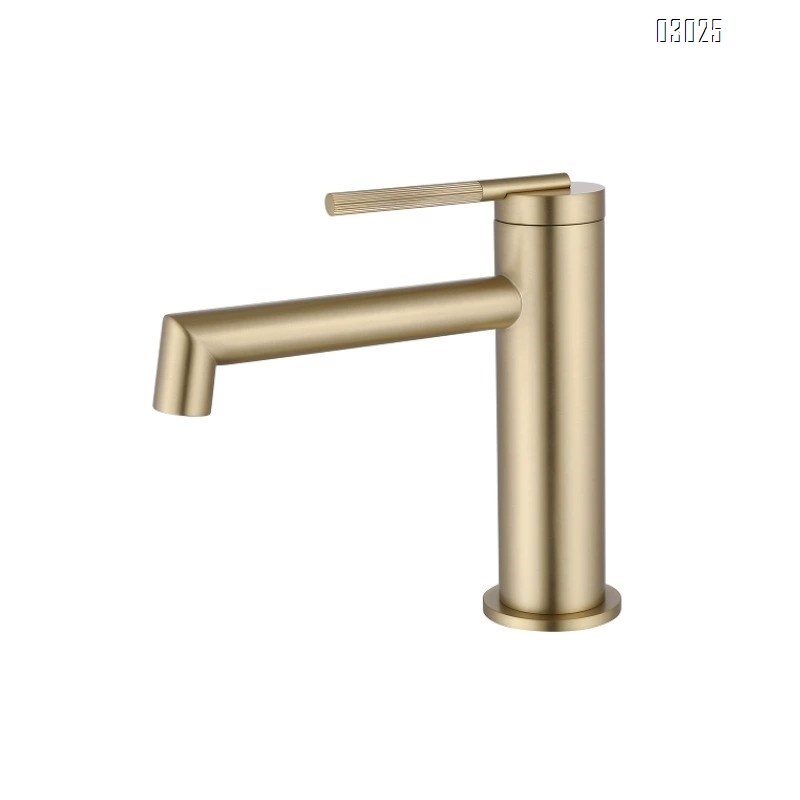 Italian vintage creative cold and hot water faucet all Brass single two hole art golden wash basin under the wash basin