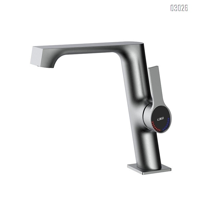 Gunmetal gray bathroom sink wash basin faucet Brassr otating upward water outlet bathroom cabinet countertop basin faucet