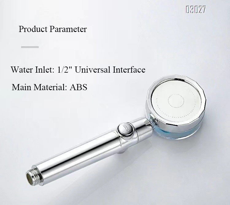 High Pressure Handheld Showerhead with Filters Vortex Hydro Jet Turbo Propeller 360 Degrees Rotating with on and OFF Button