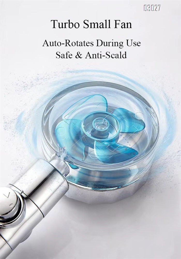 High Pressure Handheld Showerhead with Filters Vortex Hydro Jet Turbo Propeller 360 Degrees Rotating with on and OFF Button
