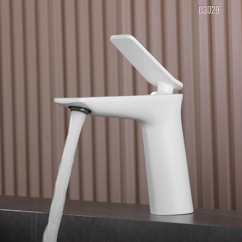 White Brass bathroom sink wash basin single hole ceramic basin above counter basin cold and hot water faucet for guest house hotel