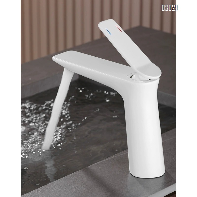 White Brass bathroom sink wash basin single hole ceramic basin above counter basin cold and hot water faucet for guest house hotel