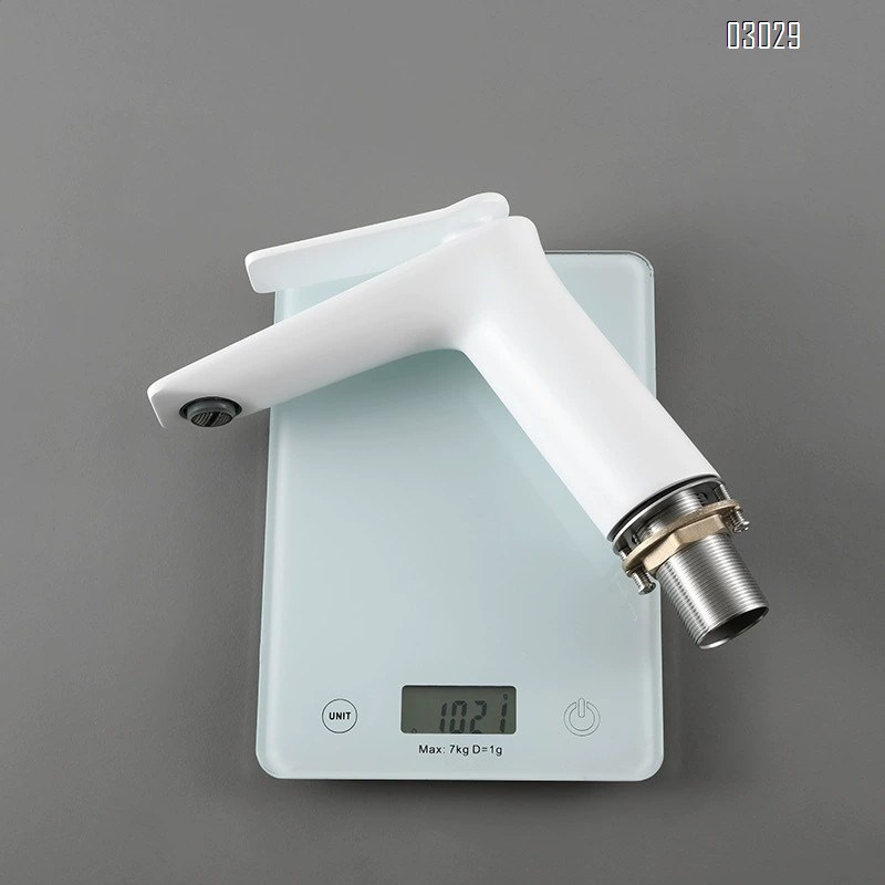 White Brass bathroom sink wash basin single hole ceramic basin above counter basin cold and hot water faucet for guest house hotel