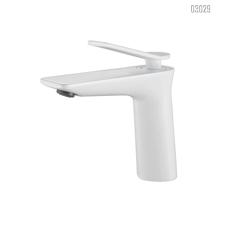 White Brass bathroom sink wash basin single hole ceramic basin above counter basin cold and hot water faucet for guest house hotel