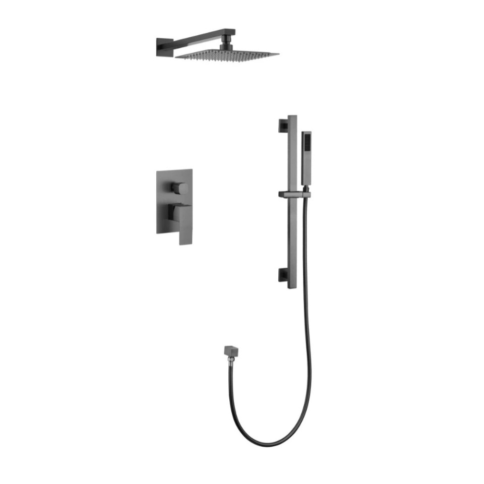 304 stainless steel concealed wall-mounted cold and hot hand shower with pressure sprayer and overhead shower head set