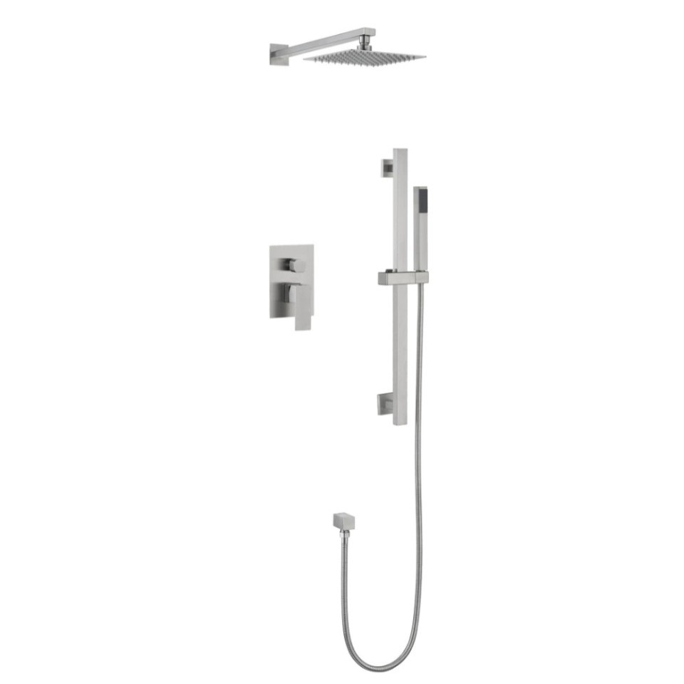 304 stainless steel concealed wall-mounted cold and hot hand shower with pressure sprayer and overhead shower head set