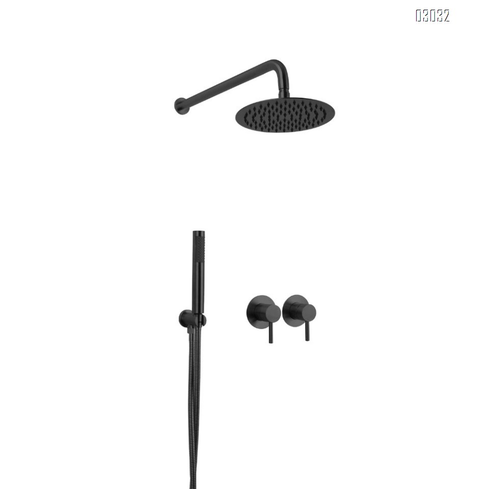 304 stainless steel concealed wall-mounted cold and hot hand shower with pressure sprayer and overhead shower head set