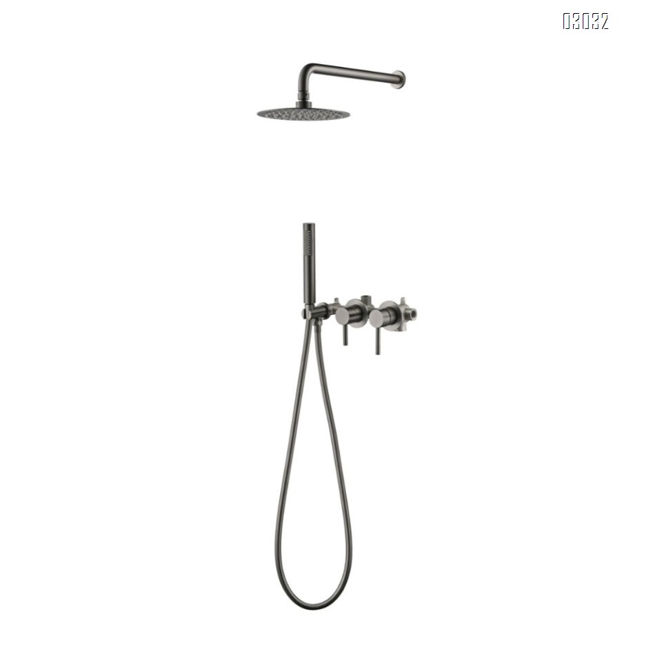 304 stainless steel concealed wall-mounted cold and hot hand shower with pressure sprayer and overhead shower head set