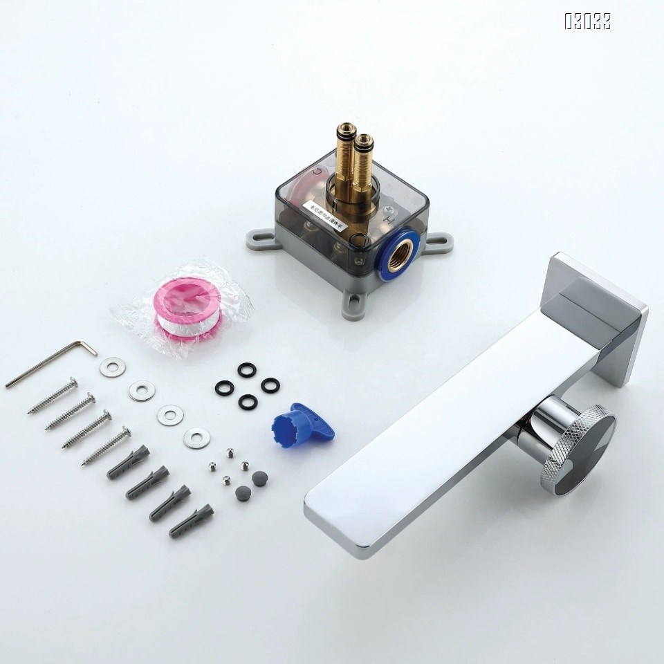 Full Brass concealed wall-mounted hotel engineering home bathroom wash basin side switch hot and cold water faucet