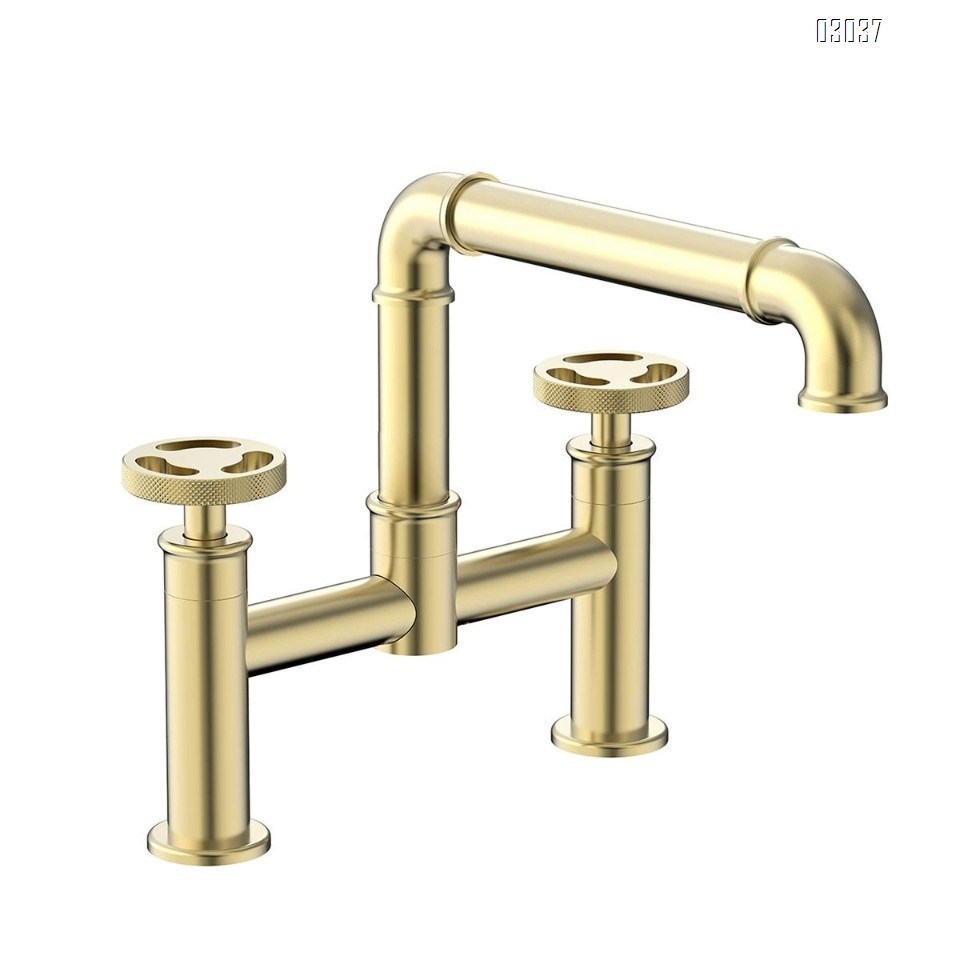 Retro industrial style Three hole Separate bathroom brass basin faucet creative cold and hot all Brass black and gold faucet