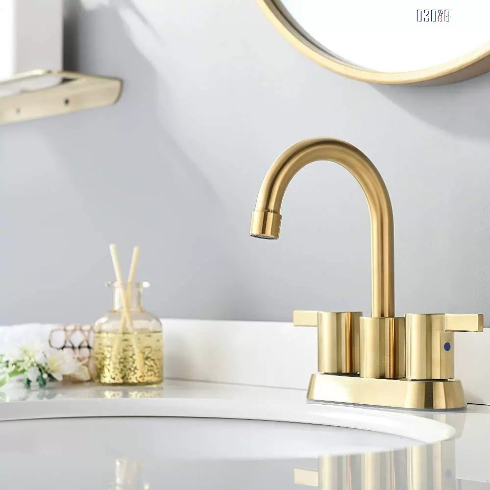 Brass double handle Three hole Separate basin faucet cold and hot mixing water washroom wash basin bathroom cabinet faucet