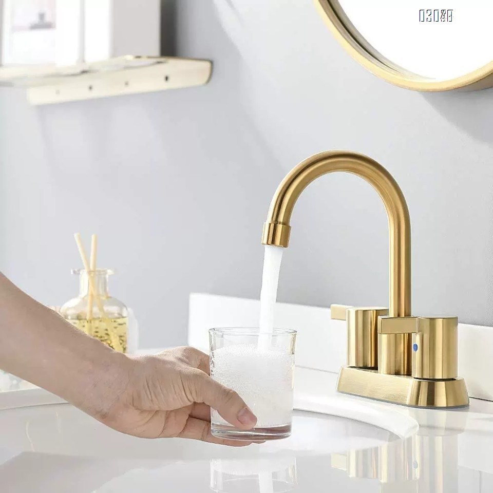 Brass double handle Three hole Separate basin faucet cold and hot mixing water washroom wash basin bathroom cabinet faucet