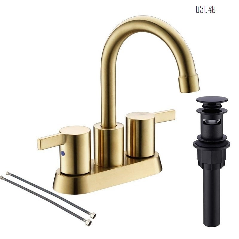 Brass double handle Three hole Separate basin faucet cold and hot mixing water washroom wash basin bathroom cabinet faucet