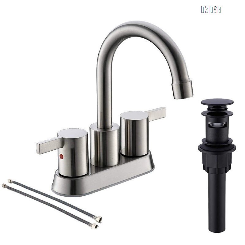 Brass double handle Three hole Separate basin faucet cold and hot mixing water washroom wash basin bathroom cabinet faucet