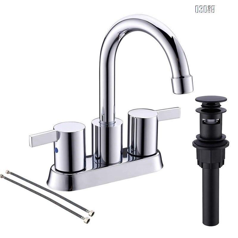 Brass double handle Three hole Separate basin faucet cold and hot mixing water washroom wash basin bathroom cabinet faucet