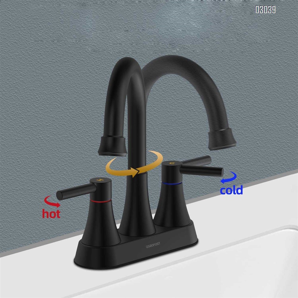 Bathroom wash  bathroom cabinet faucet 4 inch double handle basin  three hole cold and hot water Separate faucet