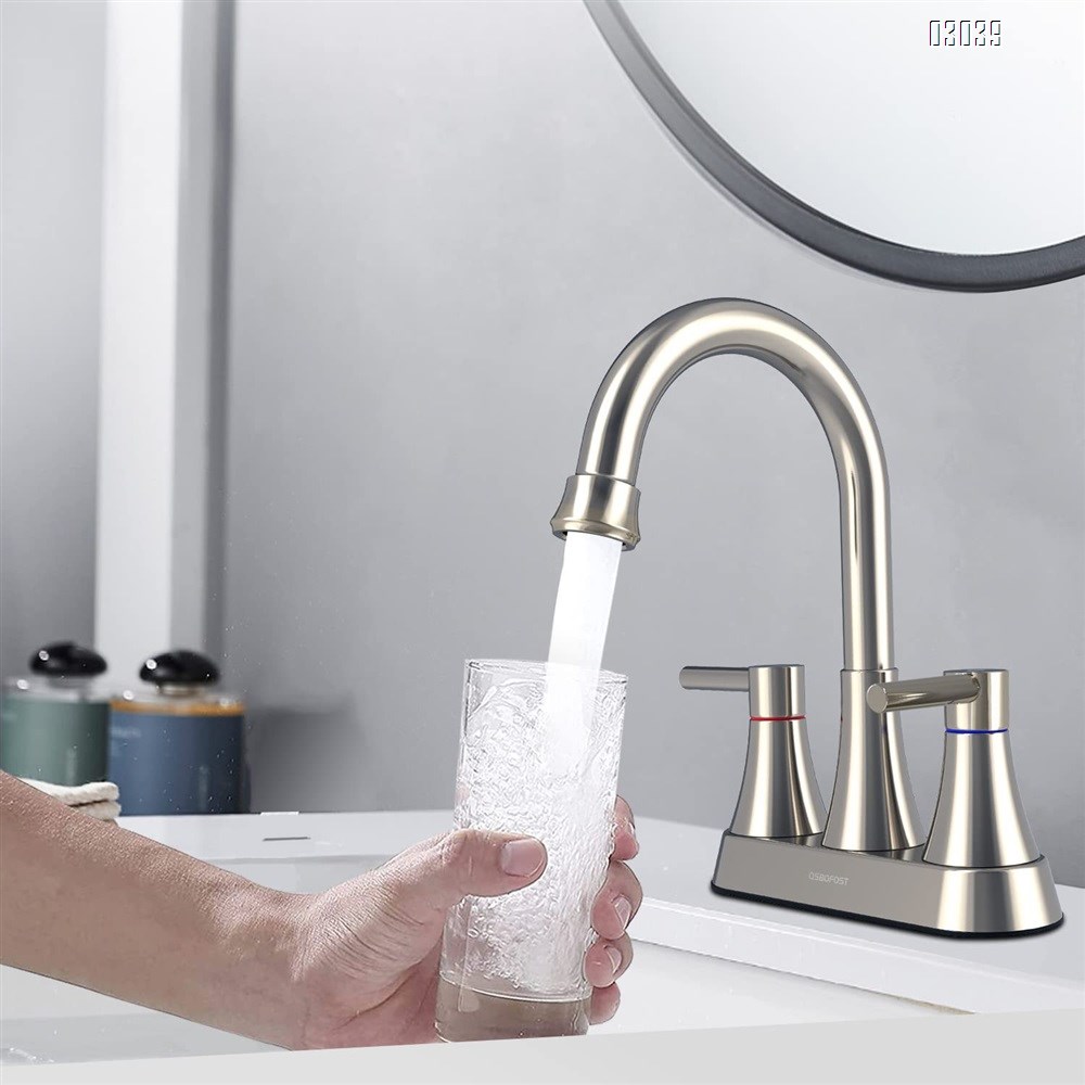 Bathroom wash  bathroom cabinet faucet 4 inch double handle basin  three hole cold and hot water Separate faucet