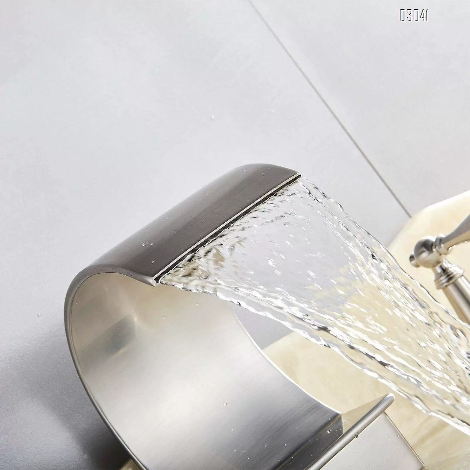 Brass Three-hole Separate basin faucet cold and hot bathroom double handle brass wash basin waterfall style basin faucet