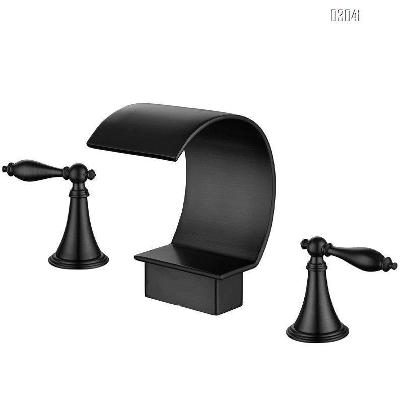 Brass Three-hole Separate basin faucet cold and hot bathroom double handle brass wash basin waterfall style basin faucet