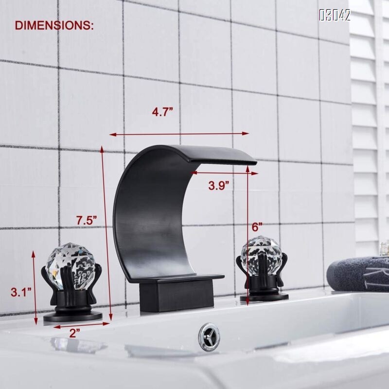 Brass waterfall Three-hole Separate basin faucet cold and hot bathroom double handle brass wash basin  style basin faucet