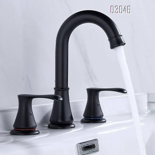 Brass Three-hole Separate bathroom sink basin faucet cold and hot  double handle brass wash basin faucet