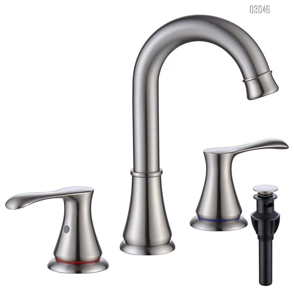 Brass Three-hole Separate bathroom sink basin faucet cold and hot  double handle brass wash basin faucet