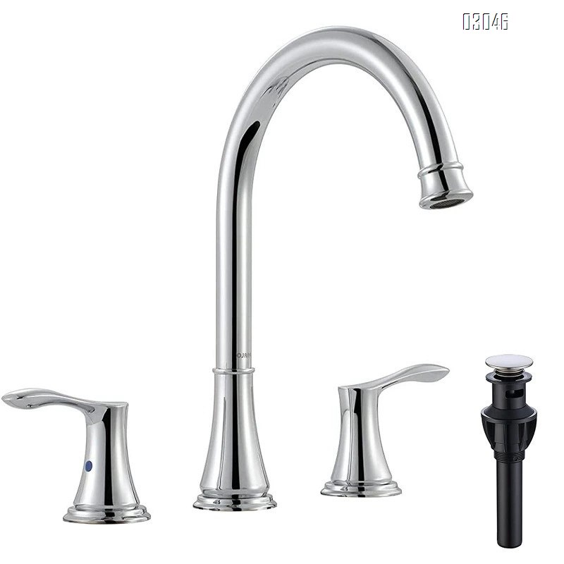 Brass Three-hole Separate bathroom sink basin faucet cold and hot  double handle brass wash basin faucet