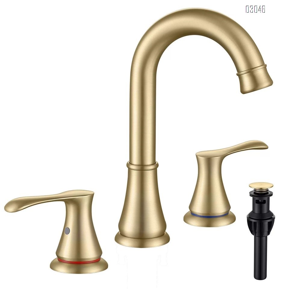 Brass Three-hole Separate bathroom sink basin faucet cold and hot  double handle brass wash basin faucet