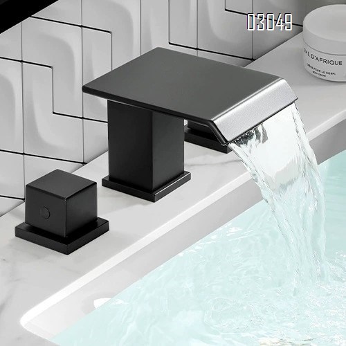 Luxury Brass body bathroom sink Three hole Separate basin faucet chrome faucet under-counter waterfall faucet wash basin faucet