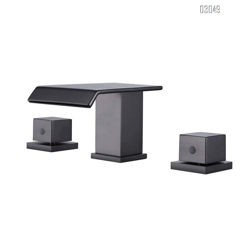 Luxury Brass body bathroom sink Three hole Separate basin faucet chrome faucet under-counter waterfall faucet wash basin faucet