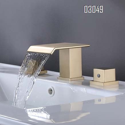 Luxury Brass body bathroom sink Three hole Separate basin faucet chrome faucet under-counter waterfall faucet wash basin faucet